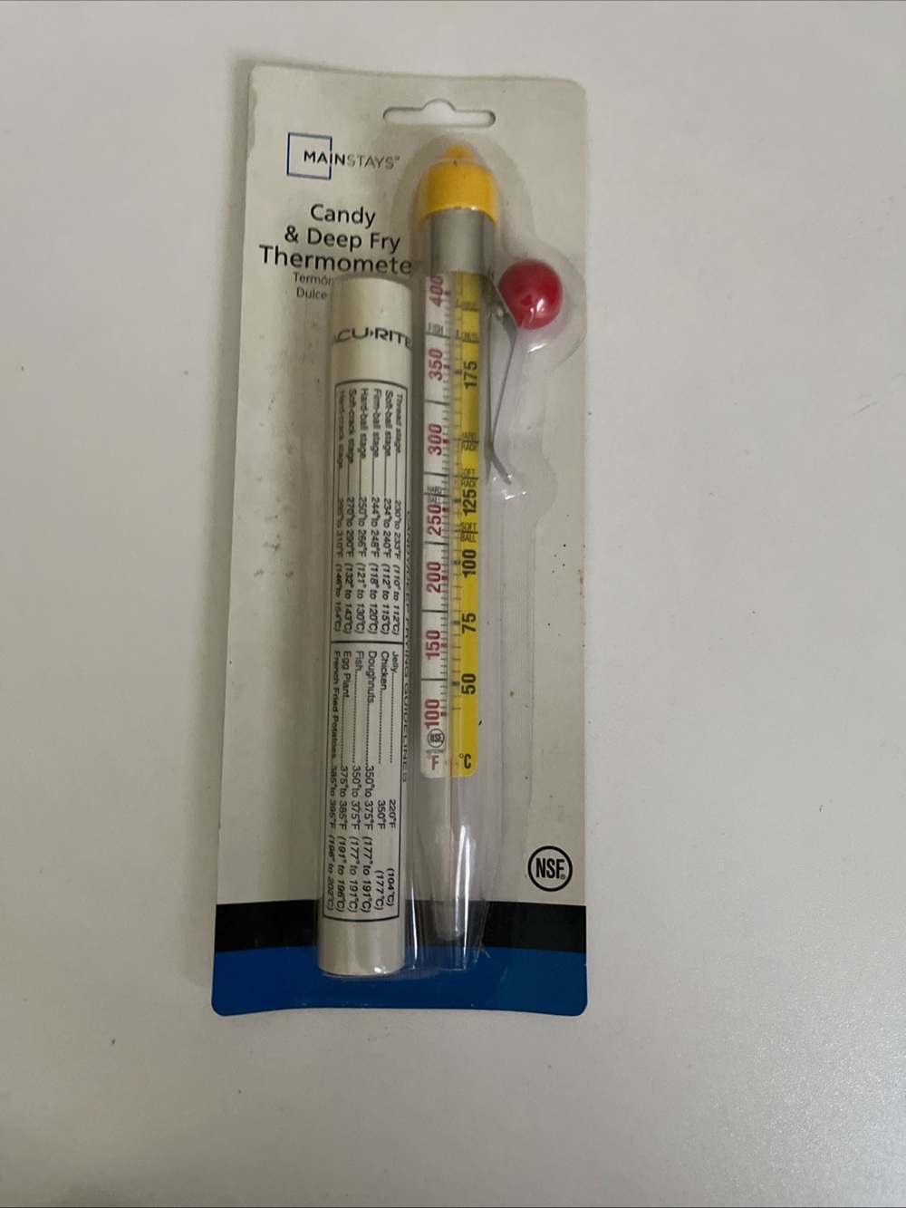 MAINSTAYS Candy & Deep Fry Cooking 8" Thermometer Brand New In Pack.